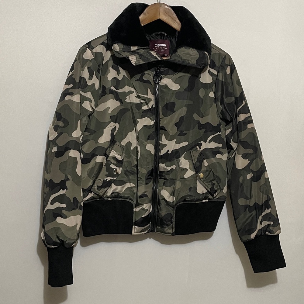 Ci Sono Bomber Puffer Camouflage Jacket Sz Large